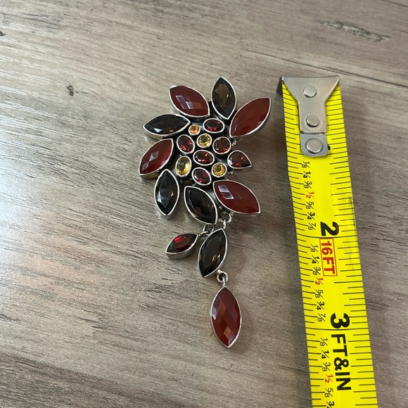 Nicky Butler Carnelian Smokey Quartz Topaz Vintage Brooch Pendant Necklace - Picture 8 of 11